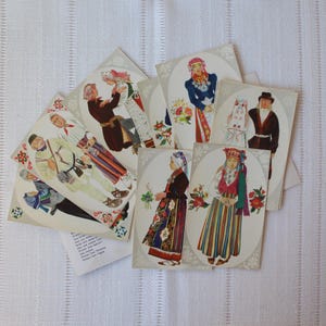 Cartes postales vintage de costume folklorique estonien, 12 pièces, jeu de cartes postales estoniennes