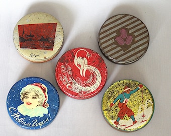 Vintage harde blikken snoepdoos, oude snoepblikken