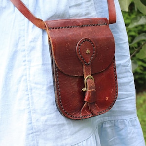 Vintage Leather Bag, Brown Leather Crossbody Bag, Vintage Crossbody Handbag