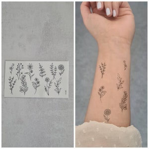 Temporary small flower tattoos, wildflowers / flower / blossom / leaves