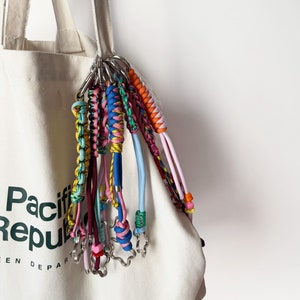 Rope Bag Charms for Purse or Handbag Decor, Aesthetic Bag Accessories, Knotted Paracord Keychain, Y2k Multi Charm Tassel, Gift Ideas
