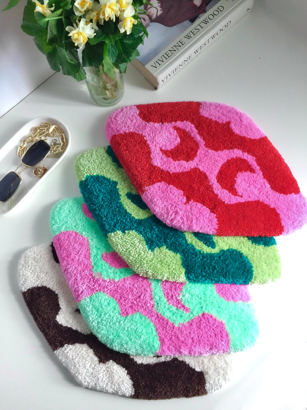 MOON WAVES Tufted Rug, Mini Table Rug, Home Decor Rug - Etsy