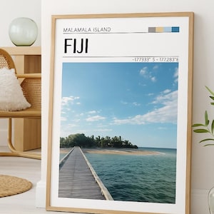 Póster de la isla de Fiyi – Impresión de la isla de Malamala – Arte mural de playa tropical – Decoración fotográfica de viajes oceánicos