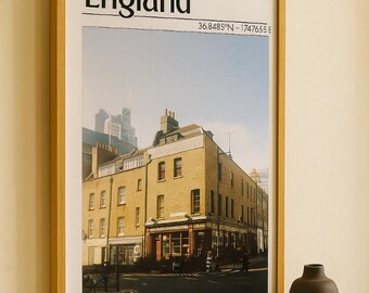 London Street Corner Poster – Vintage Film Print of Brick Pub in England’s East End