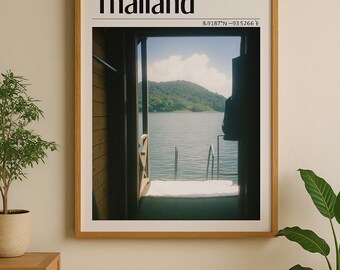 Khao Sok National Park Poster – Serene Thailand Floating Bungalow Lake View, Thailand Film Photography| Dreamy Travel Wall Art