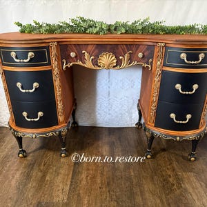 Vintage Desk/Antique Desk/writing Desk/Refinished Desk/Painted Desk/Victorian Desk/ Desk- Vanity/ Unique Desk