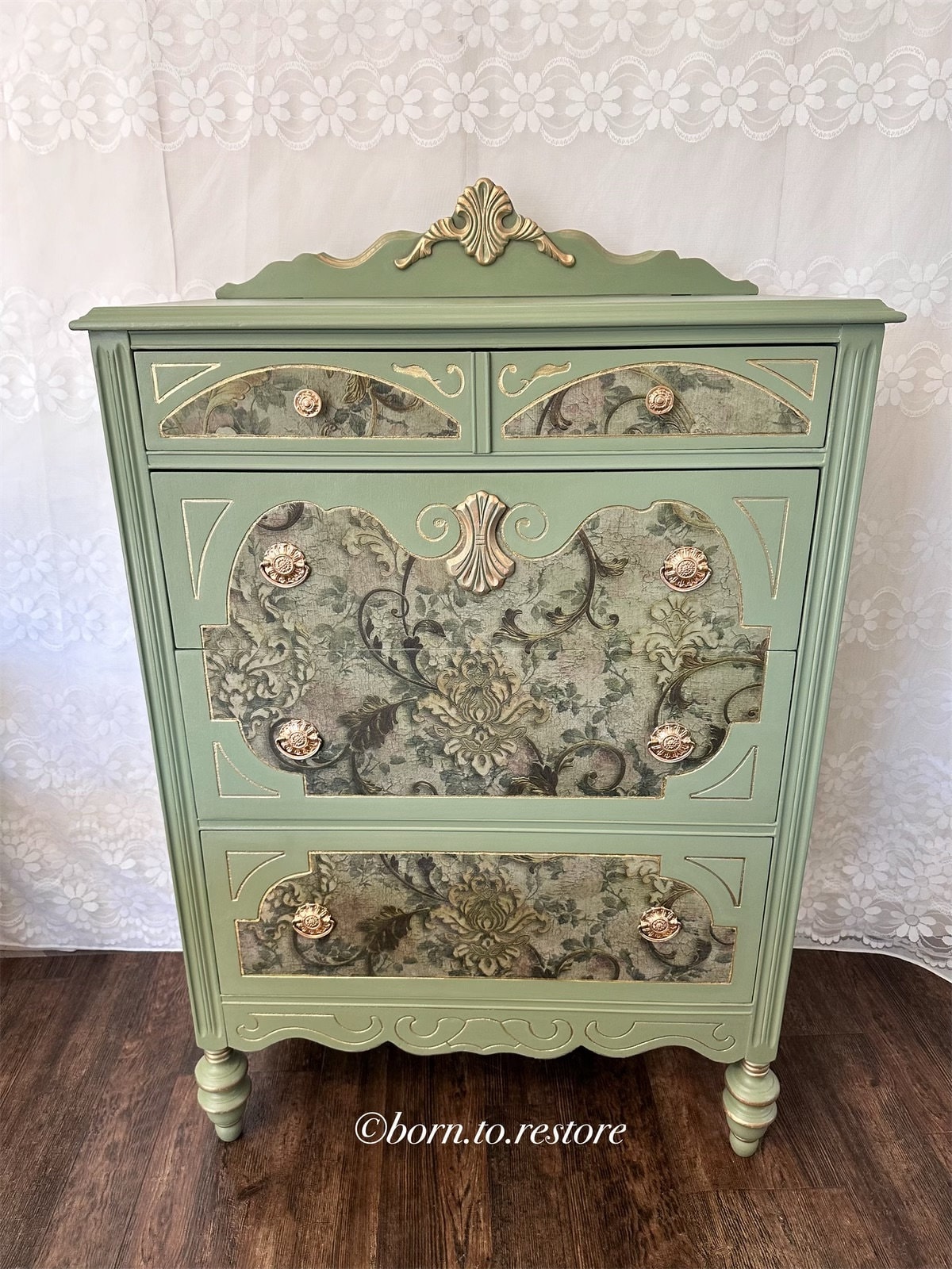 Vintage Dresser/ Antique Dresser/ Chest of Drawers/ Green Dresser