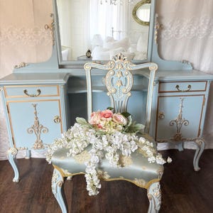 Vintage vanity/Antique Vanity/make up Table/ dressing table/ French Vanity/Painted  Vanity/Bedroom Furniture