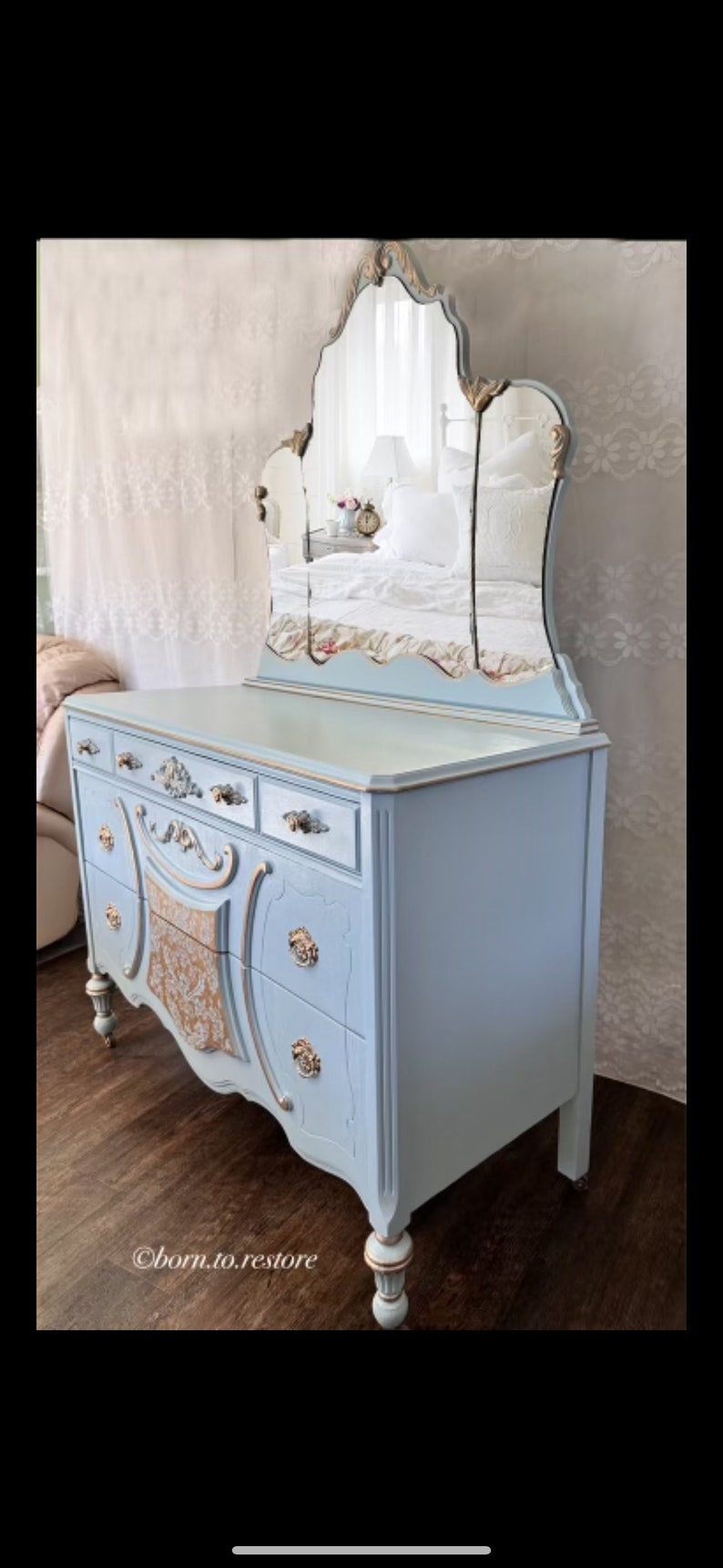 Antique Dresser/vintage Dresser/painted Dresser/blue Dresser ...