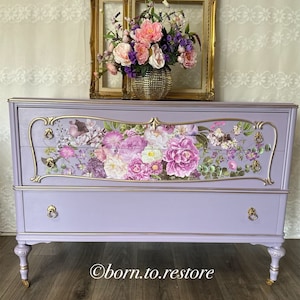 SOLD•••••••• please do not purchase Antique dresser/vintage dresser/ lavender dresser/painted dresser/ bedroom furniture/ entryway cabinet