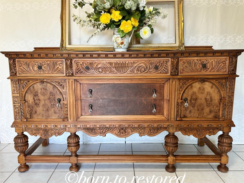 Jacobean Buffet/antique Buffet/ Refinished Etsy