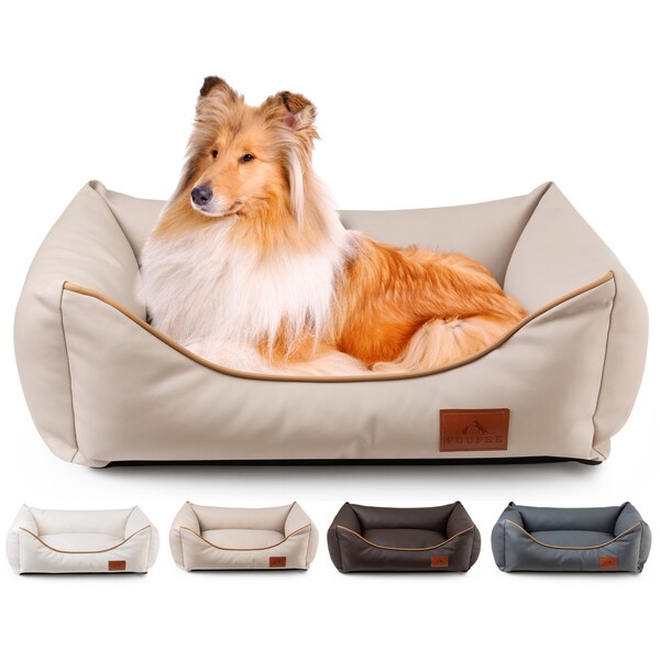 Chic Sofa – Luxuriöses Haustierbett, Hundebetten, Hundekorb, Hundeliege, wasserdichtes Öko-Leder, abnehmbarer Bezug, S M L