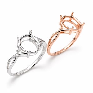 8 x 6 mm oval sterlingsilverringinfattning | Ingen sten ingår | Helpolerad förlovningsring med halv montering