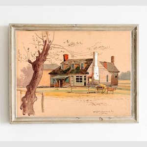 Vintage Post Office Painting PRINTABLE, Old Americana Architecture Print, Fine American Art #580r