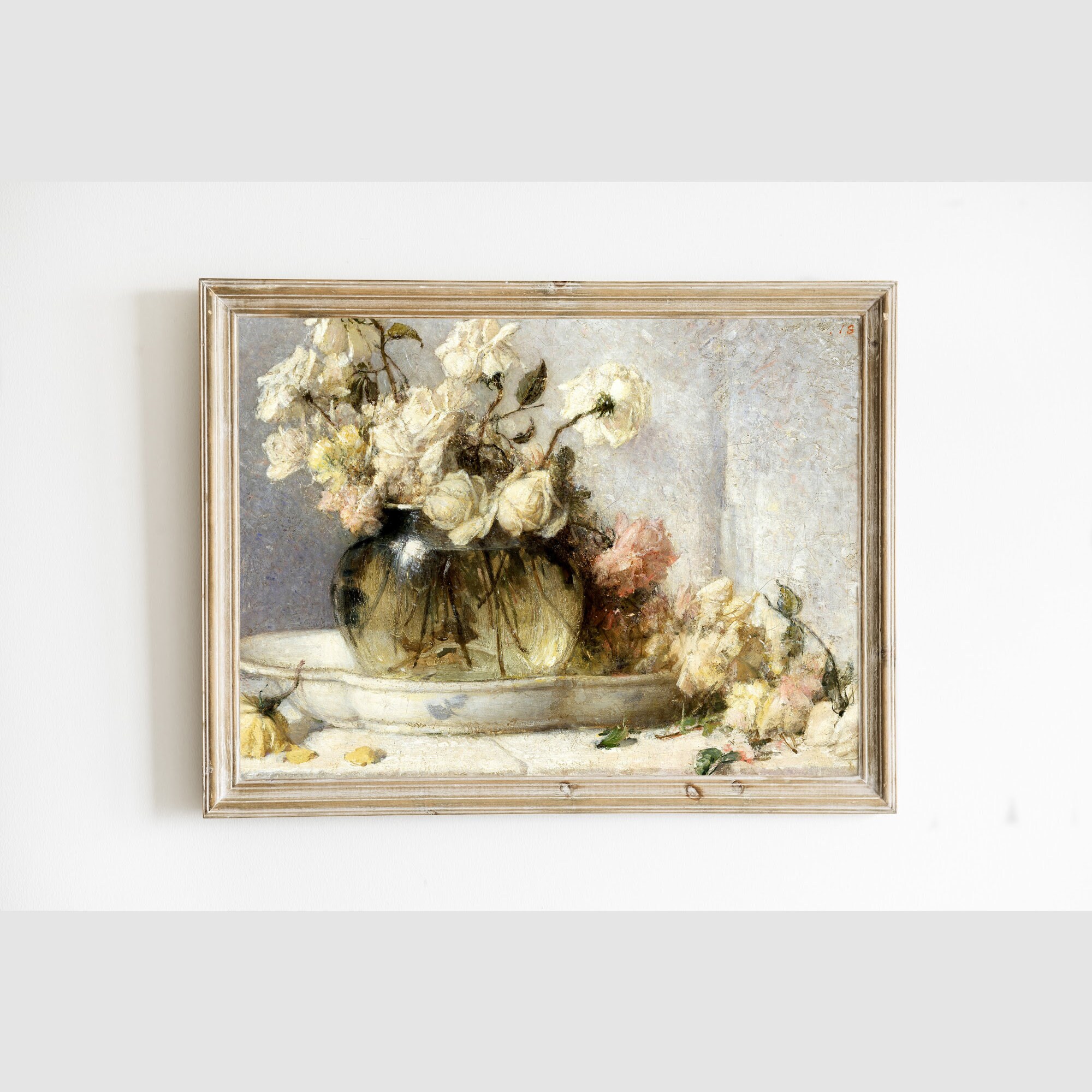 Vintage White Roses Still Life Printable, Antique Digital Wall Art ...