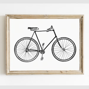 PRINTABLE Bike Drawing, Victorian Bicycle Digital Wall Art, Bike Lover Gift Print, Instant Download #004rrr