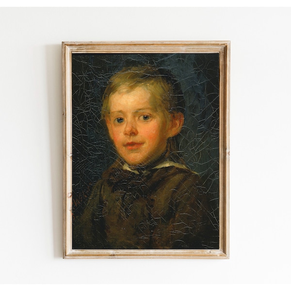 Antique Portrait imprimable d'un garçon, jeune cheveux blonds victorien mâle Antique peinture à l'huile Digital Wall Art imprimable, téléchargement immédiat #309