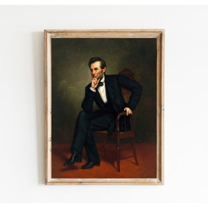 Abraham Lincoln Portrait Vintage Presidential Painting Printable, Antique President Digital Art Print, Instant Download, #528