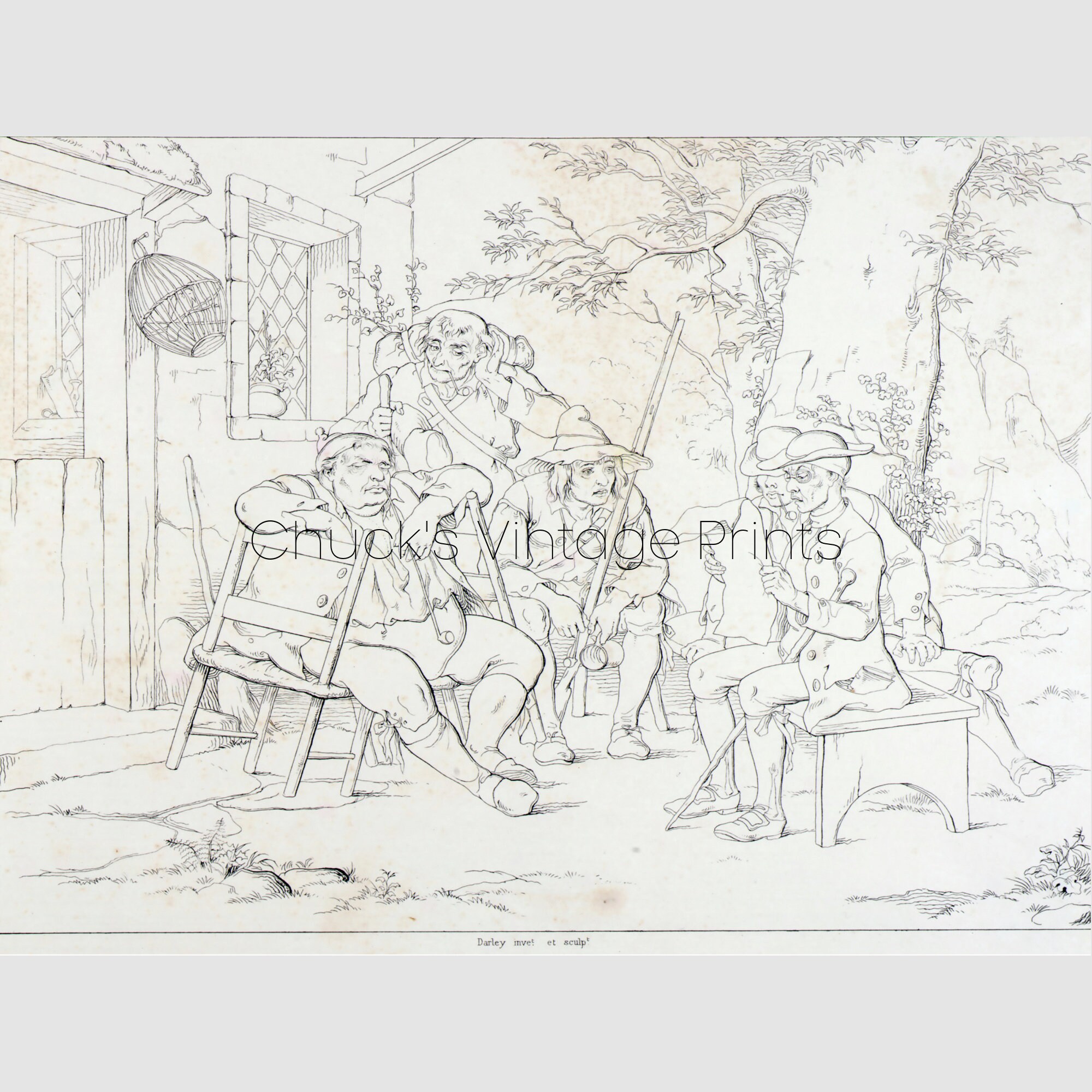 Vintage Printable Rip Van Winkle Sketch Drawing rip With Junto at the ...