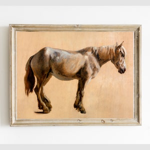 Vintage Grey Horse Painting, Horse Lover Art, PRINTABLE Digital Instant Download #012