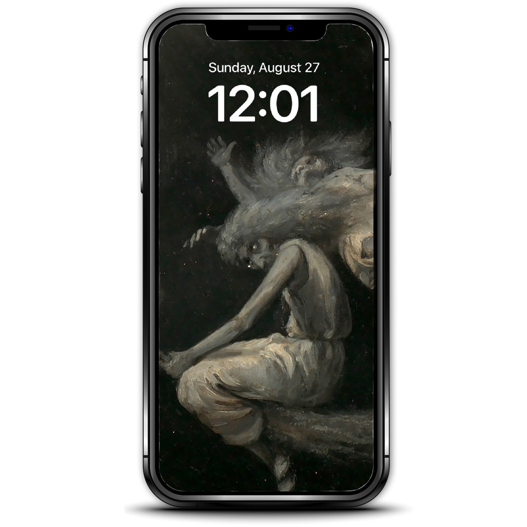 Witch iPhone Wallpaper, Vintage Horror Cell Phone Screen Art, Antique ...