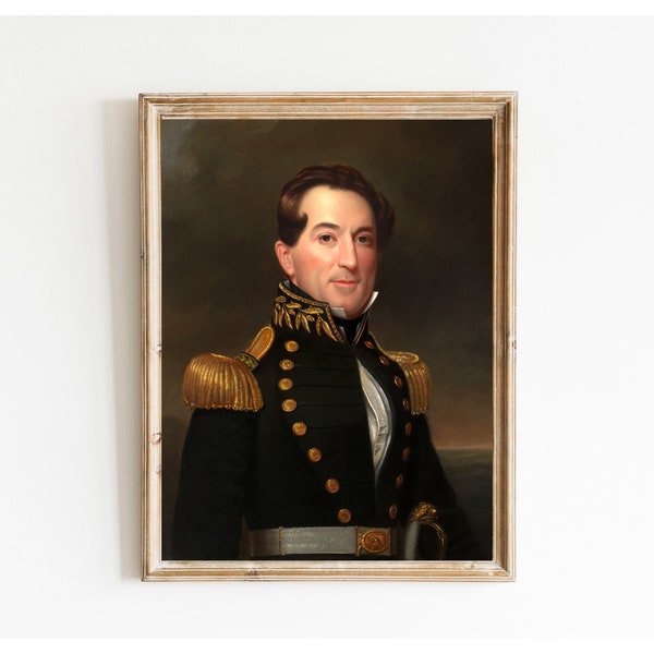 Vintage American Navy Officer Portrait Painting Printable, Admiral Civil War Antique Painting Digital Art Print, Instant Download, #504