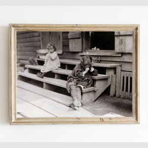 Vintage Photo of Children During The Great Depression, Antique Digital Wall Art Photography, #446rr
