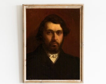Vintage Portrait of a Victorian Gentleman Painting Printable, Dapper Man Beard Antique Painting Digital Art Print, Instant Download, #510