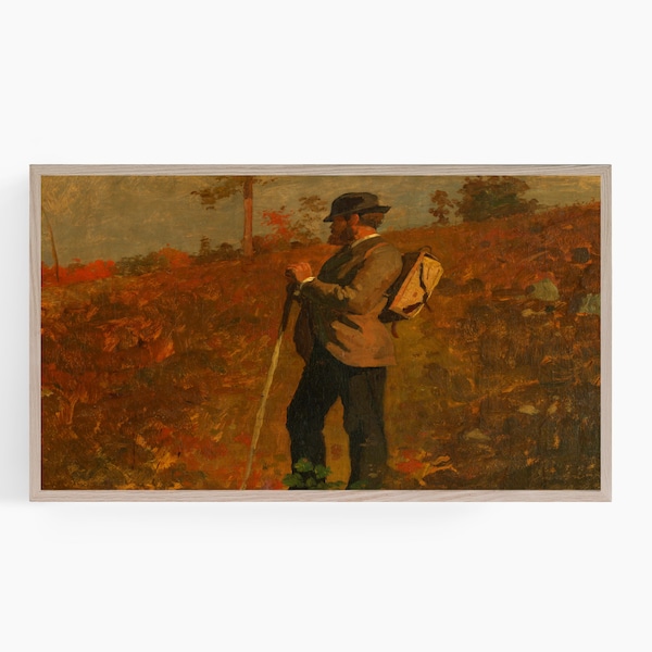 Samsung Frame TV Art, Vintage Autumn Walker Rambler Digital Painting, Fall Oil on Canvas Instant Download #320tv