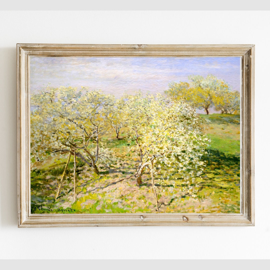 Fruit Trees in Bloom Printable Painting Vintage Spring - Etsy