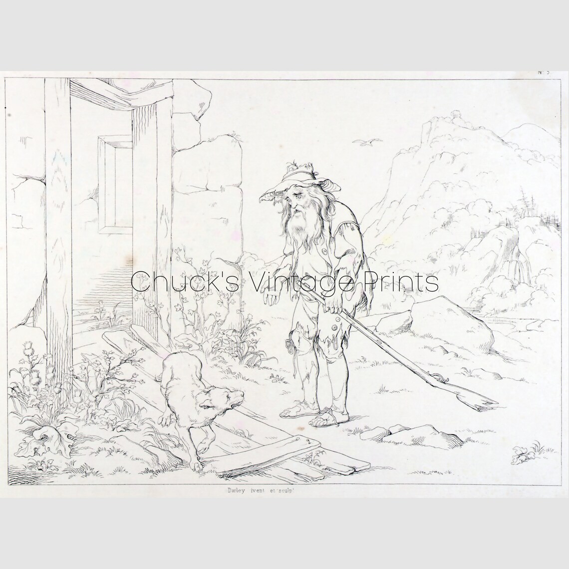 Vintage Printable Rip Van Winkle Sketch Drawing rip | Etsy