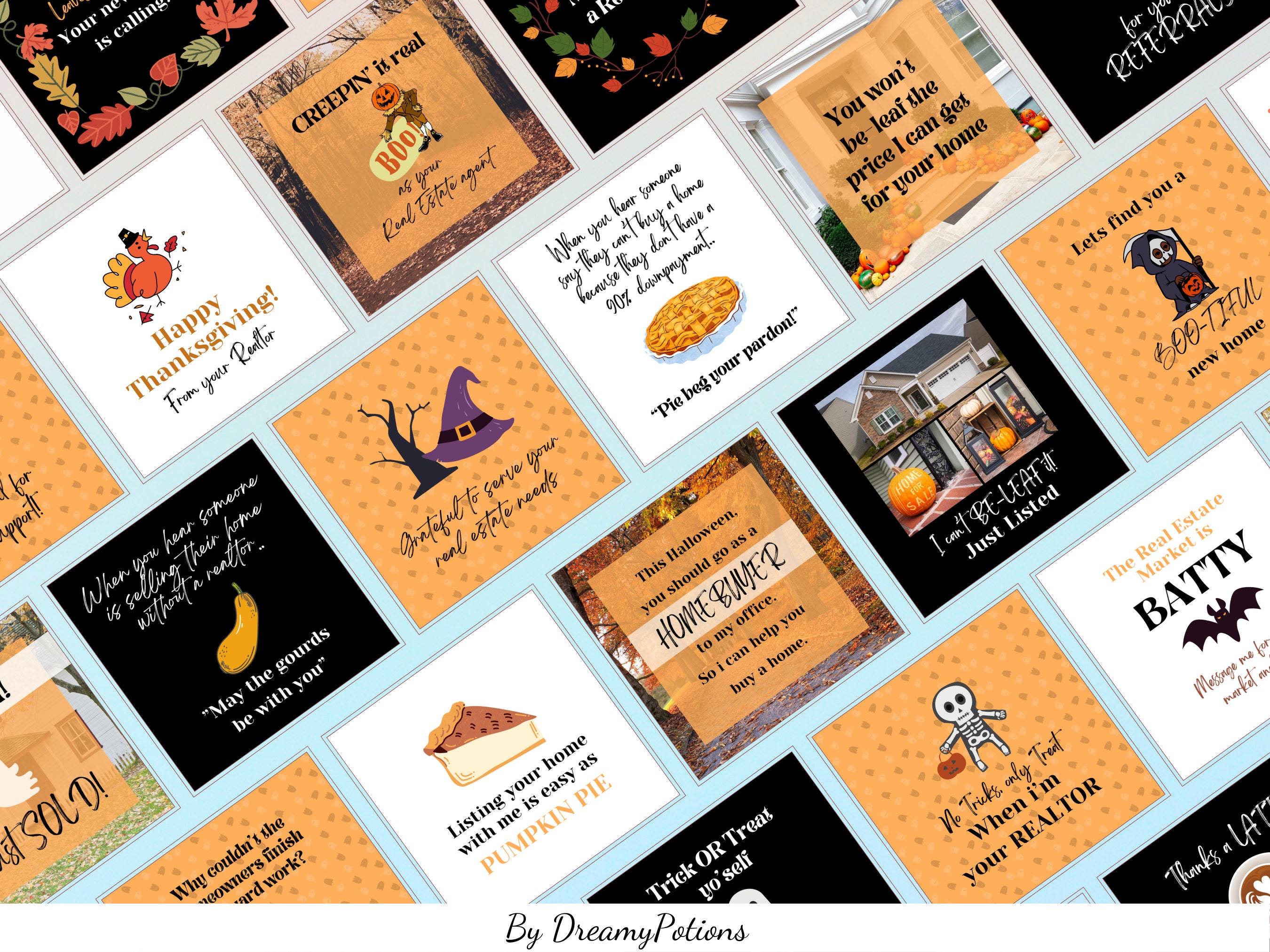 36 Funny Fall/halloween/thanksgiving Realtors Social Media Posts, Real Estate Fall Marketing