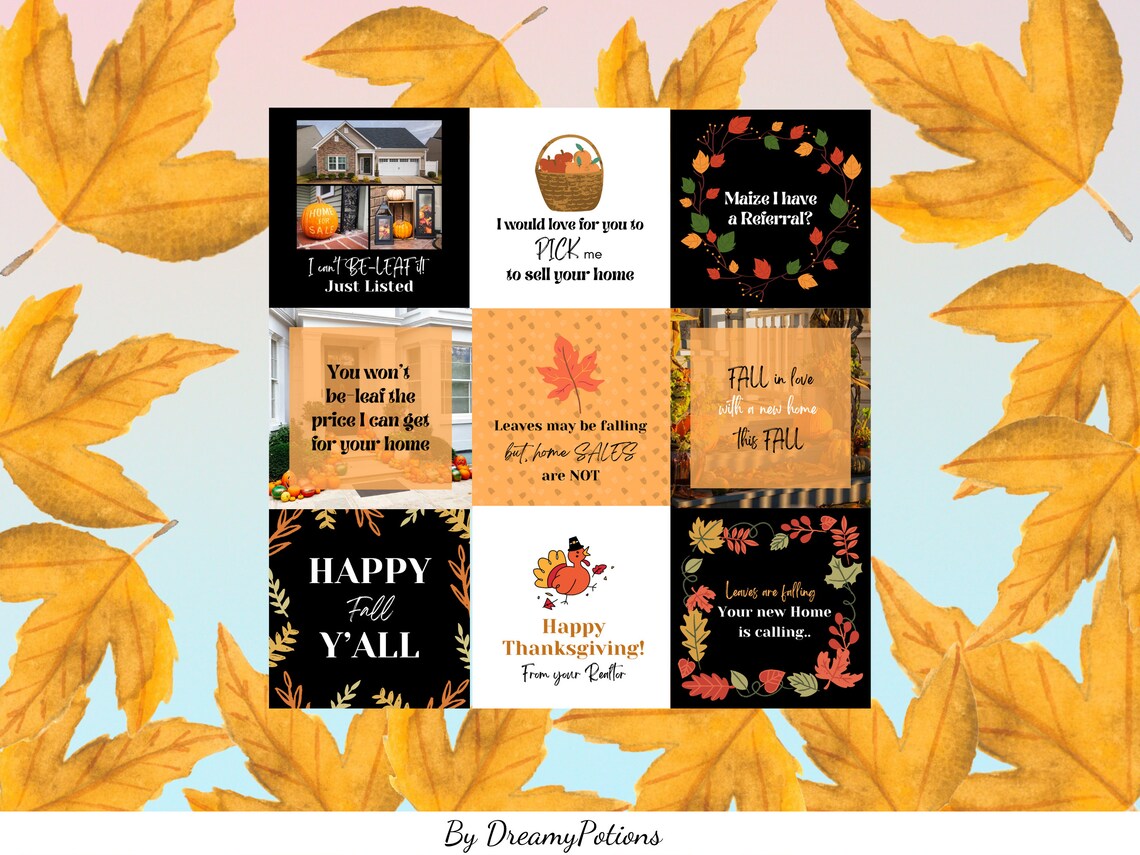 36 Funny Fall/halloween/thanksgiving Realtors Social Media Posts, Real Estate Fall Marketing