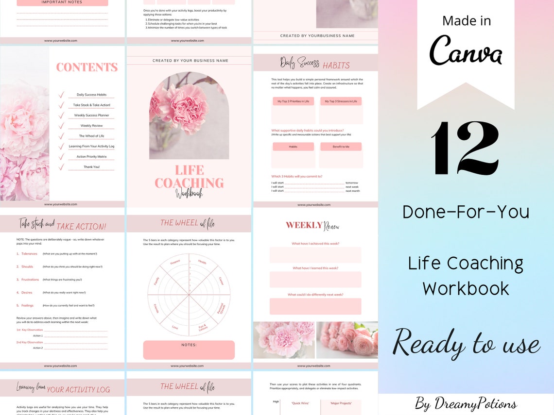 12 Done for You Life Coaching Workbook, Ready to Sell Workbook, Course ...