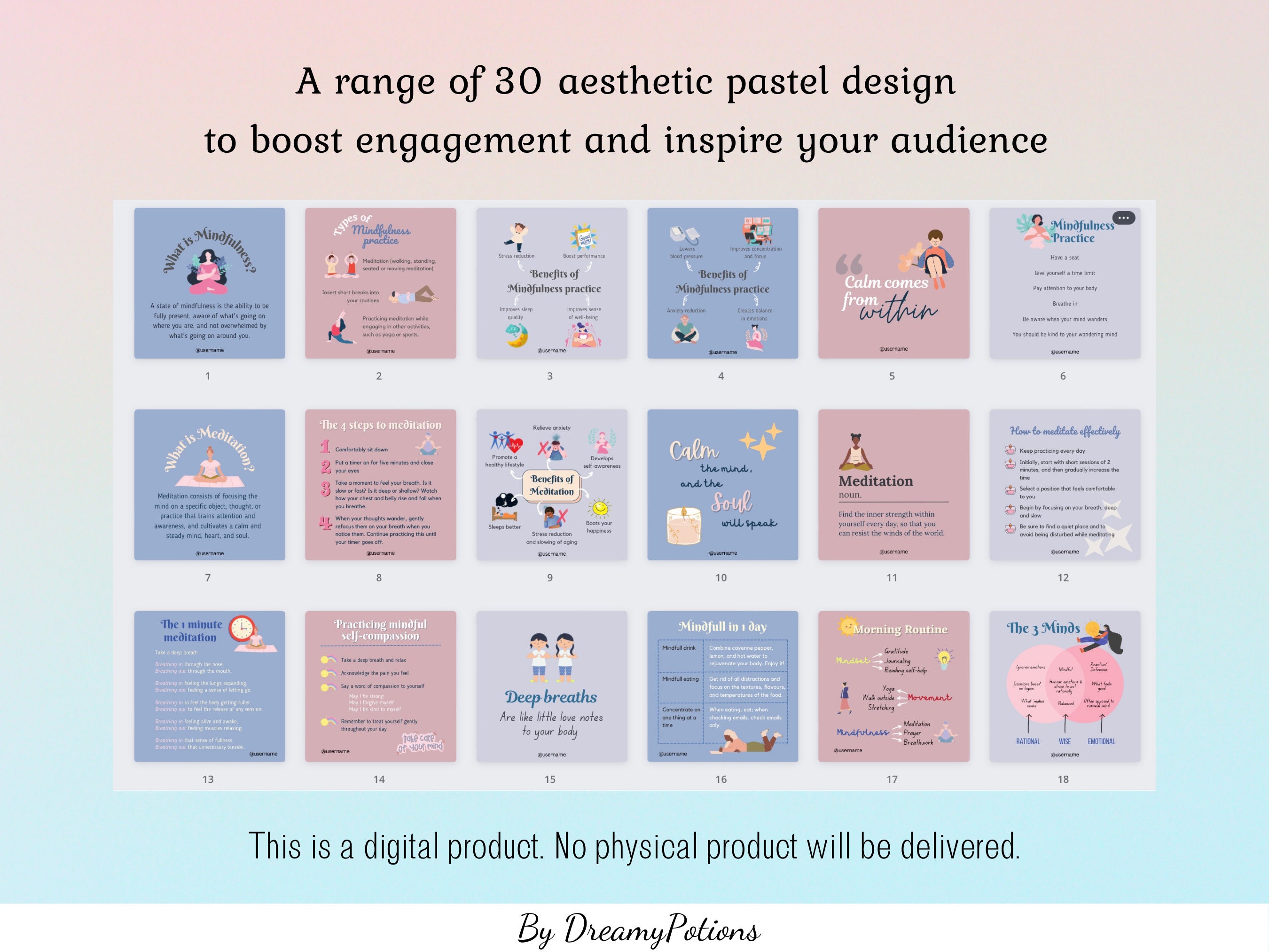 30 Done for You Mindfulness Engagement Social Media Posts, Life Coach ...