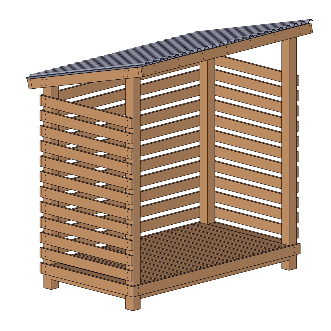 1 Cord Firewood Shed Plans & Assembly Instructions Comes With Cut List