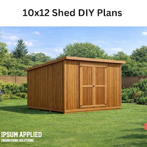 10x12 Lean To Shed Plans PDF | DIY Backyard Storage Shed Blueprints | Step-by-Step Construction | Instant Download