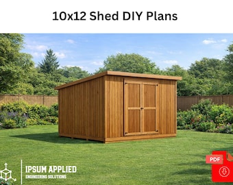 10x12 Lean To Shed Plans PDF | DIY Backyard Storage Shed Blueprints | Step-by-Step Construction | Instant Download