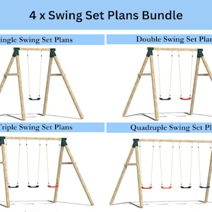 DIY Swing Set Woodworking Plans: 4 Designs (PDF Bundle)