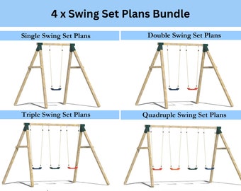 DIY Swing Set Woodworking Plans: 4 Designs (PDF Bundle)