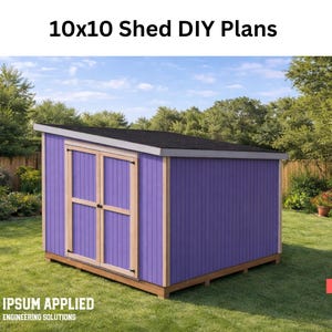10x10 Lean To Shed Plans PDF | DIY Backyard Storage Shed | Step-by-Step Blueprints | Instant Download