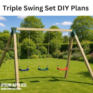 DIY Triple Swing Set Woodworking Plans: Step-by-Step Guide for Outdoor Kids Playground - Digital Download