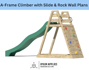 A-Frame Climber with Slide and Rock Wall Plans & Assembly Instructions - Comes with Cut List and Step-by-Step Guide - DIY Plans