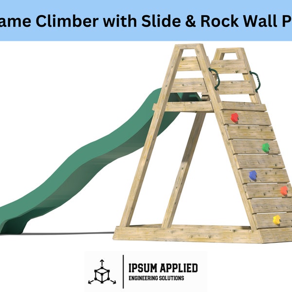 A-Frame Climber with Slide and Rock Wall Plans & Assembly Instructions - Comes with Cut List and Step-by-Step Guide - DIY Plans