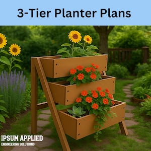 3-Tier Planter Woodworking Plans: Outdoor Garden Box (Digital Download)