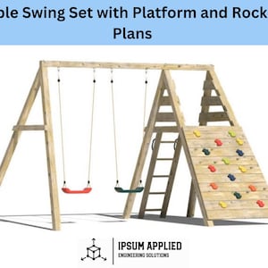 DIY Double Swing Set Plans: Kids Outdoor Playset with Rock Wall (Digital Instructions)