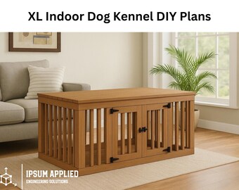 Extra Large Double Dog Kennel Woodworking Plans: DIY Indoor Wooden Crate (Digital Download)