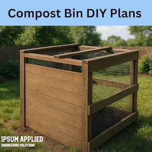 DIY Compost Bin Woodworking Plans: Hinged Lid, Removable Slats (PDF Download)