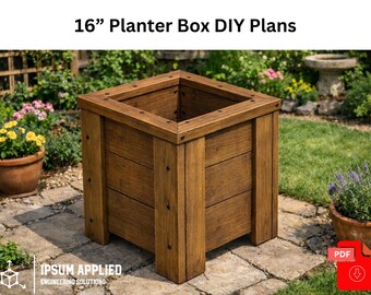 DIY Outdoor Garden Planter Box Woodworking Plans - 16-inch Digital Blueprint with Step-by-Step Instructions (PDF)
