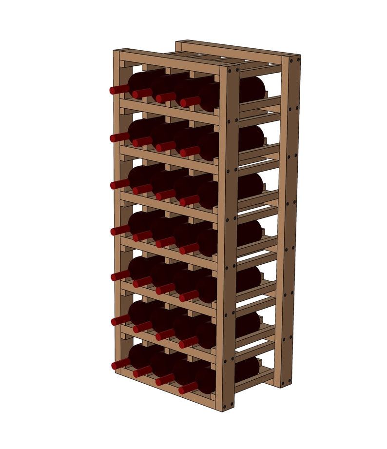 Wine Rack 28 Bottles Plans & Assembly Instructions Comes with Cut List and Step-by-Step Guide image 2